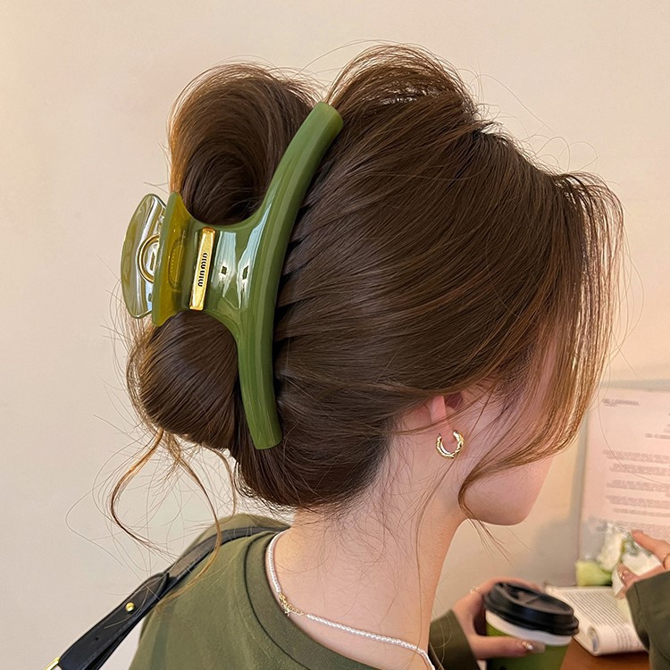 Early spring extra-large gold label arc-shaped gripper, 2025 new style, shark clip on the back of the head, high-end clip headwear full figure