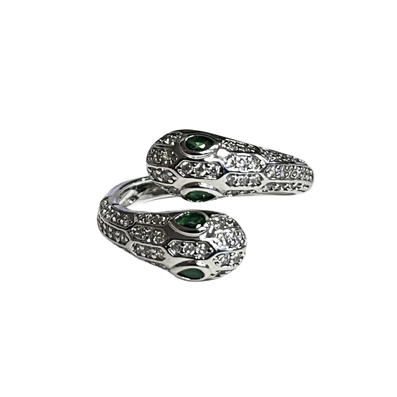 A French retro snake-shaped zircon open ring with a cold and unique design for women, exuding a cool and trendy personality Item Picture