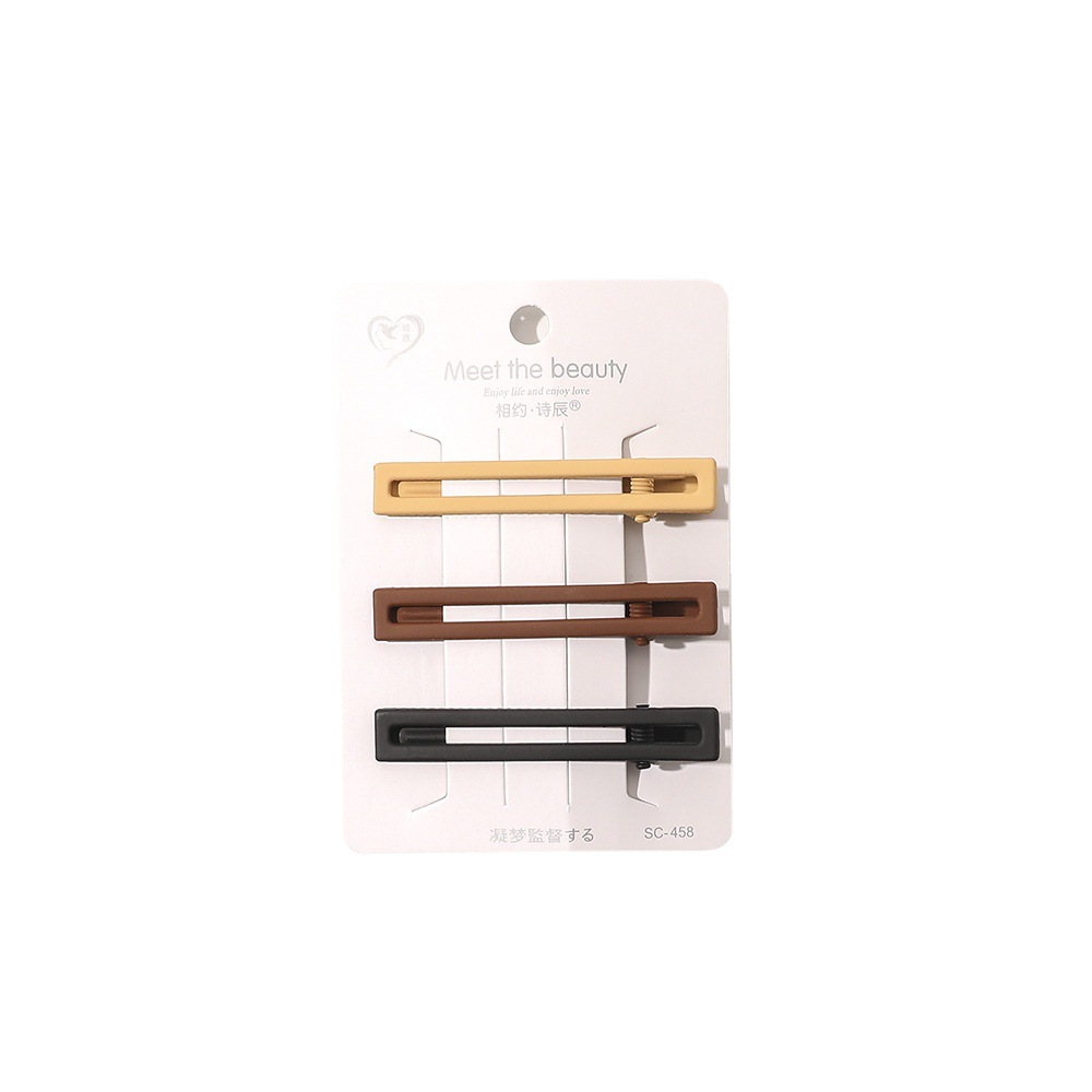 Qiyue Korean version high-end coffee color hair clip, girl side clip, simple and elegant one-shoulder clip, BB clip, duckbill clip set Item Picture