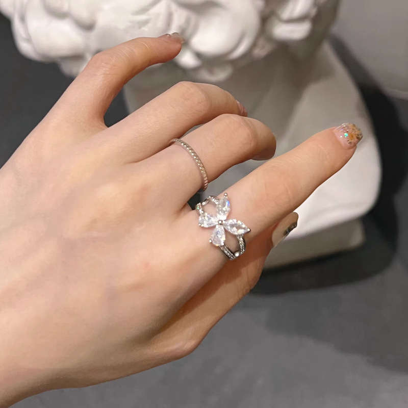 Light luxury, niche, simple and high-end style, individual open ring, women's Instagram cold style fashionable index finger ring, elegant ring Specification drawing