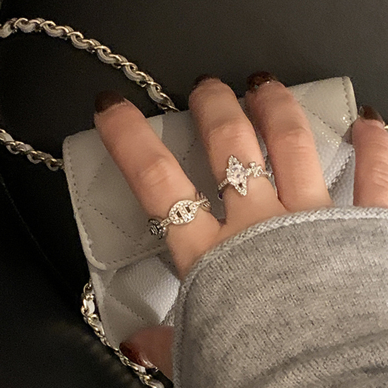 A high-end, light luxury Saturn pig nose full diamond zircon open ring, fashionable, exquisite, individual and versatile ring trend for women details Picture