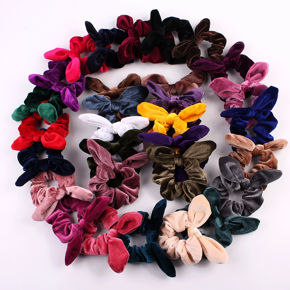 Qiyue's new golden velvet steel wire rabbit ear velvet fabric Korean version simple and fashionable hair tie and hair band cross-border C62 Specification drawing
