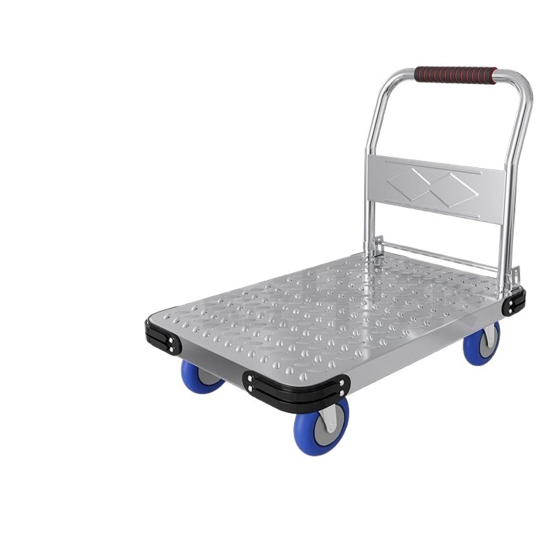 General-purpose folding cargo trolley, steel plate cargo handling flatbed truck, handcart, silent and lightweight express delivery trailer, handling vehicle Item Picture