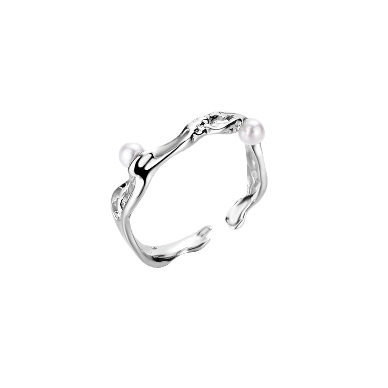Sweet, cool, unique, versatile, irregular-shaped texture inlaid open ring, a trend of women's niche, light luxury and elegant food rings Item Picture