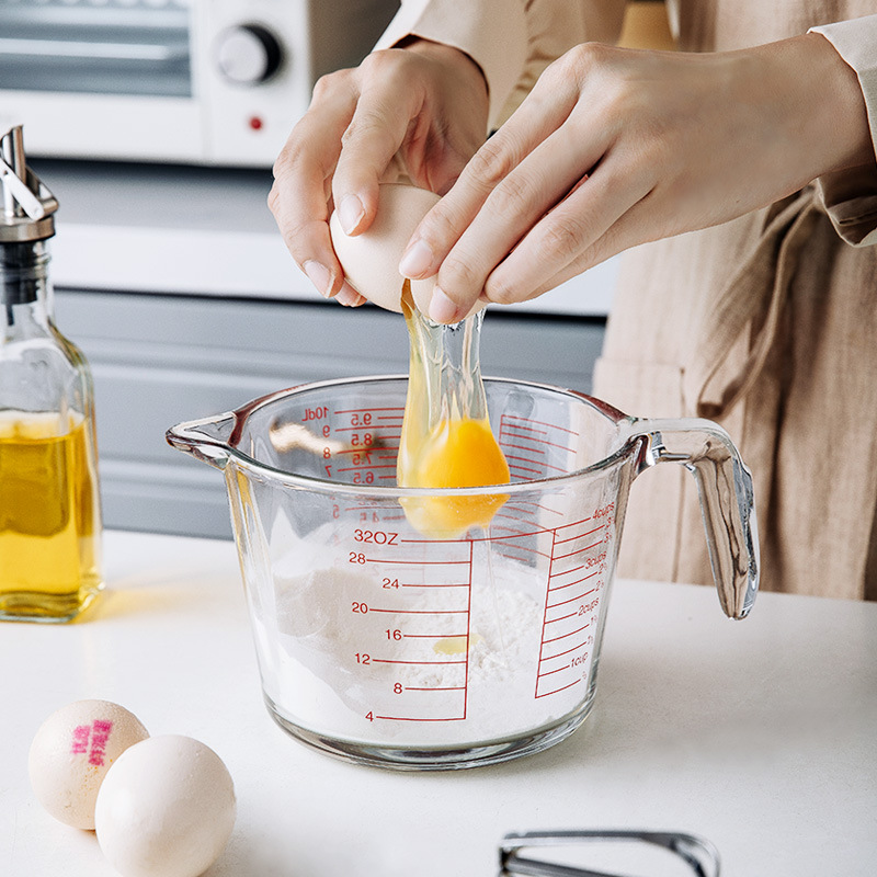 Bolimei measuring cup with scale, large-capacity thickened glass cup, home baking glass water cup, baking details Picture