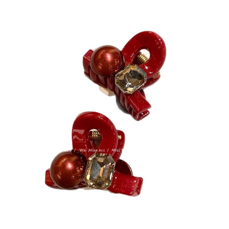 New Year's Angolan red high-end small clip women's new style hair clip with a small high-end feel, side clip, bangs clip, broken hair clip Item Picture