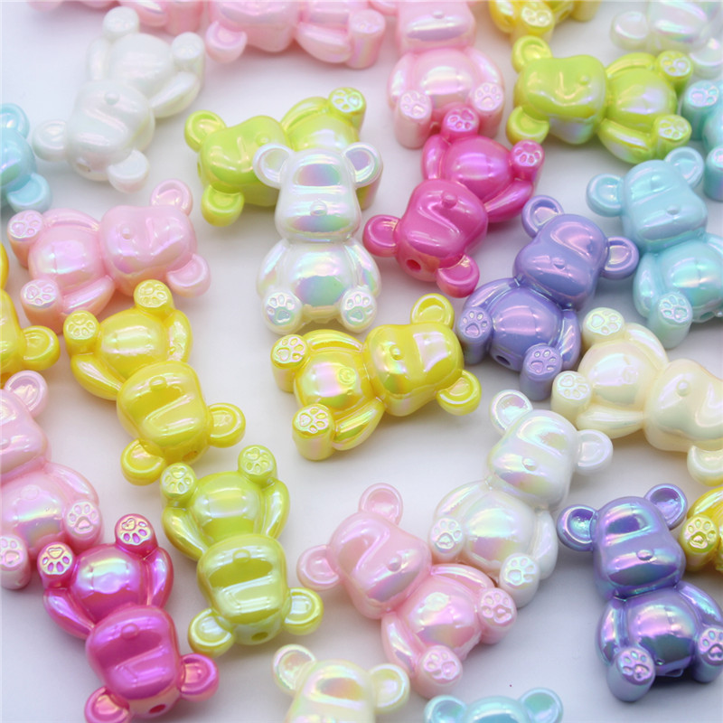 diy handmade acrylic double-sided UV electroplated keychain accessory material for luminous bear mobile phone chain beads Specification drawing