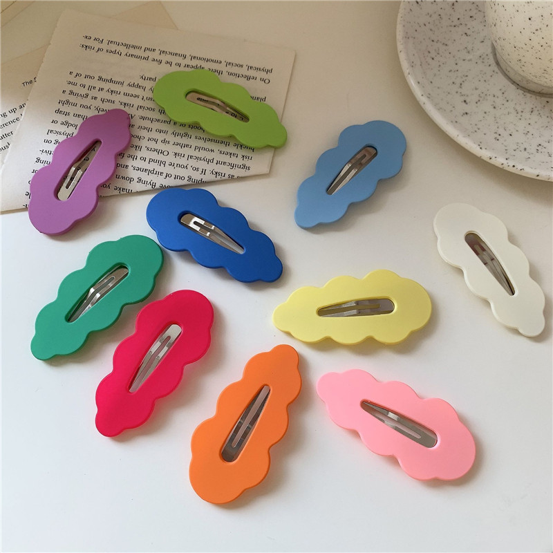 DIY cream gel hair clips, handcrafted hair clips, children's macaron, Korean version wavy edge BB hair clips, side clips, bangs clips details Picture