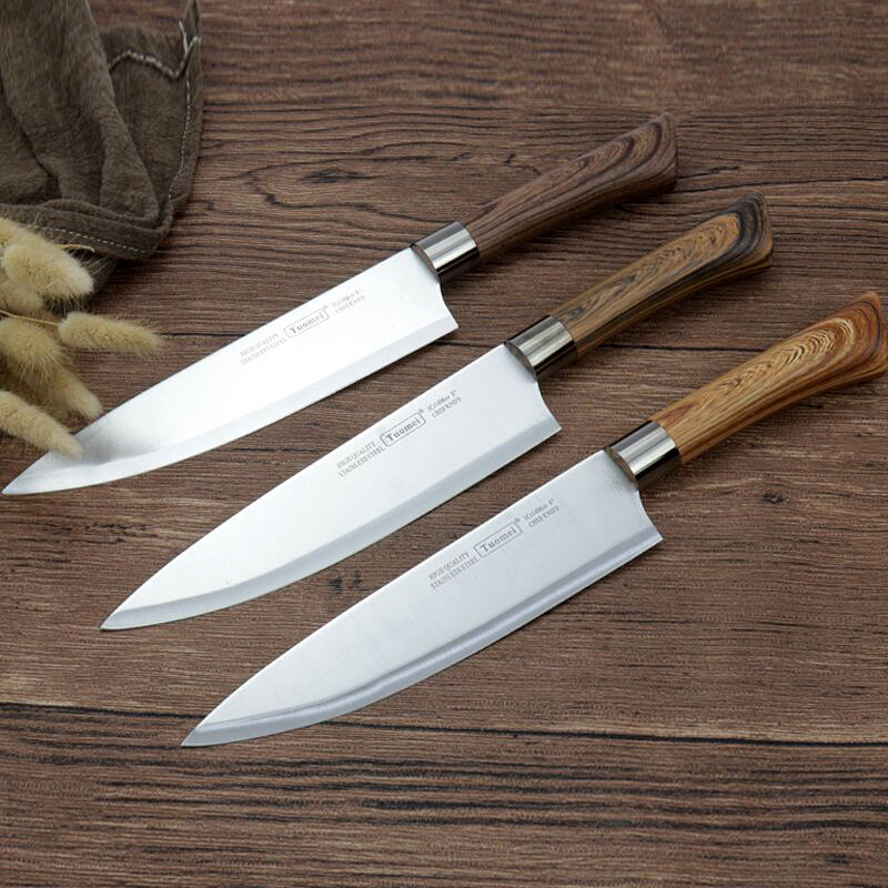 Wholesale of household stainless steel chef knives, wood-handled kitchen knives, Western-style multi-purpose knives, sharp fruit knives and kitchen knives Application Scenario