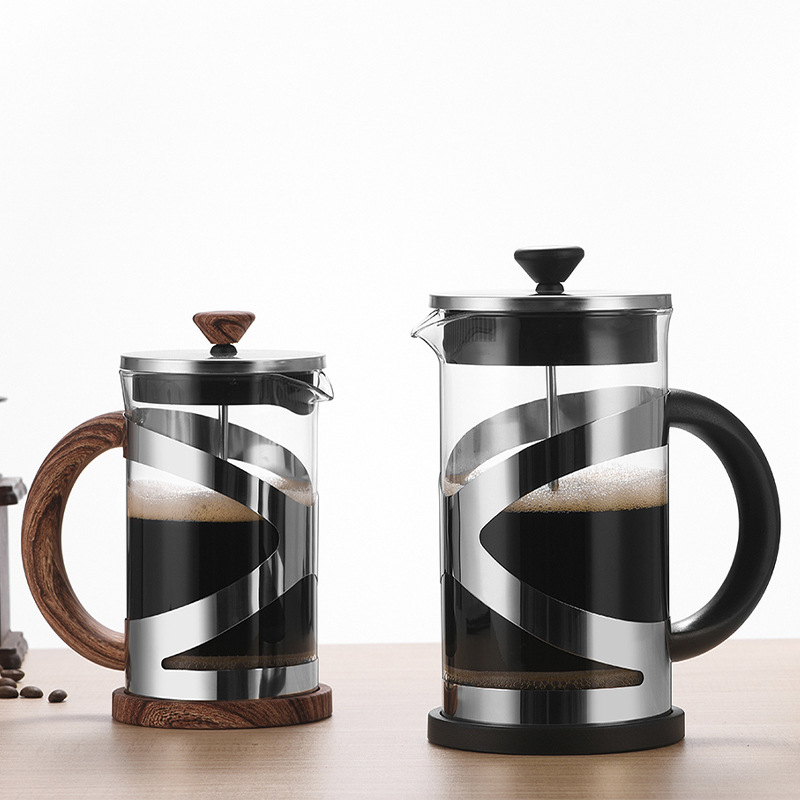 High borosilicate glass press, hand-brewed coffee equipment, 304 stainless steel filter press, household tea brewing teapot details Picture
