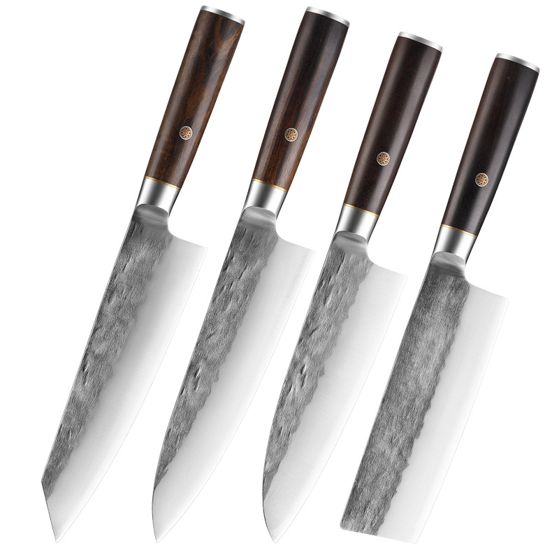 Cross-border export chef knives, hand-forged stainless steel kitchen knives, solid wood hand-handled clam blades, meat cutting knives in stock Item Picture