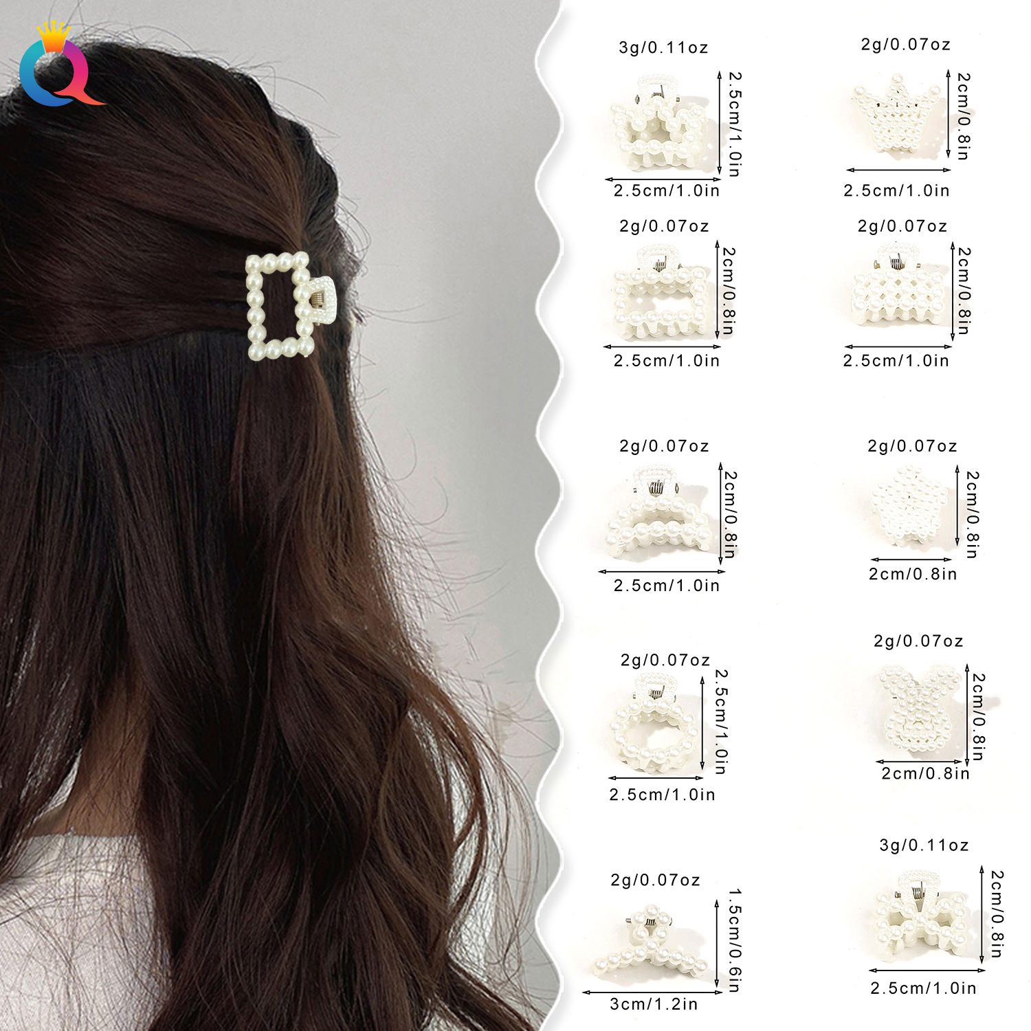 Qiyue Cross-border Pearl Mini Small Hair Clips, ins Broken Hair Side Small Grab clips, bangs clips, children's hair accessories wholesale details Picture