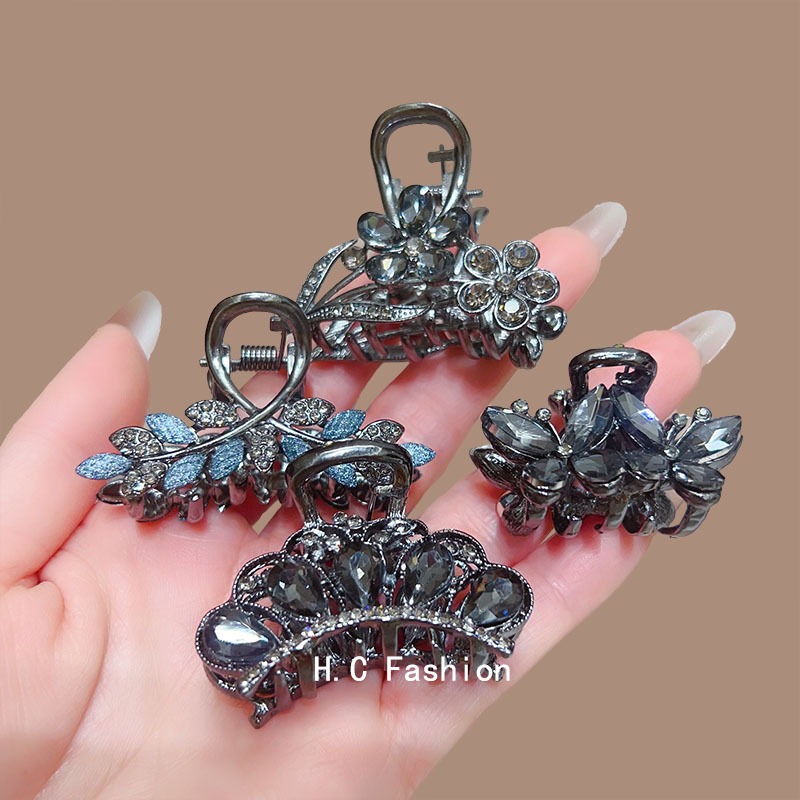 Medium-sized hair clip, adult semi-tied hair clip, hair clip, shark clip, hair accessory, crystal lady's top clip, Korean headwear details Picture