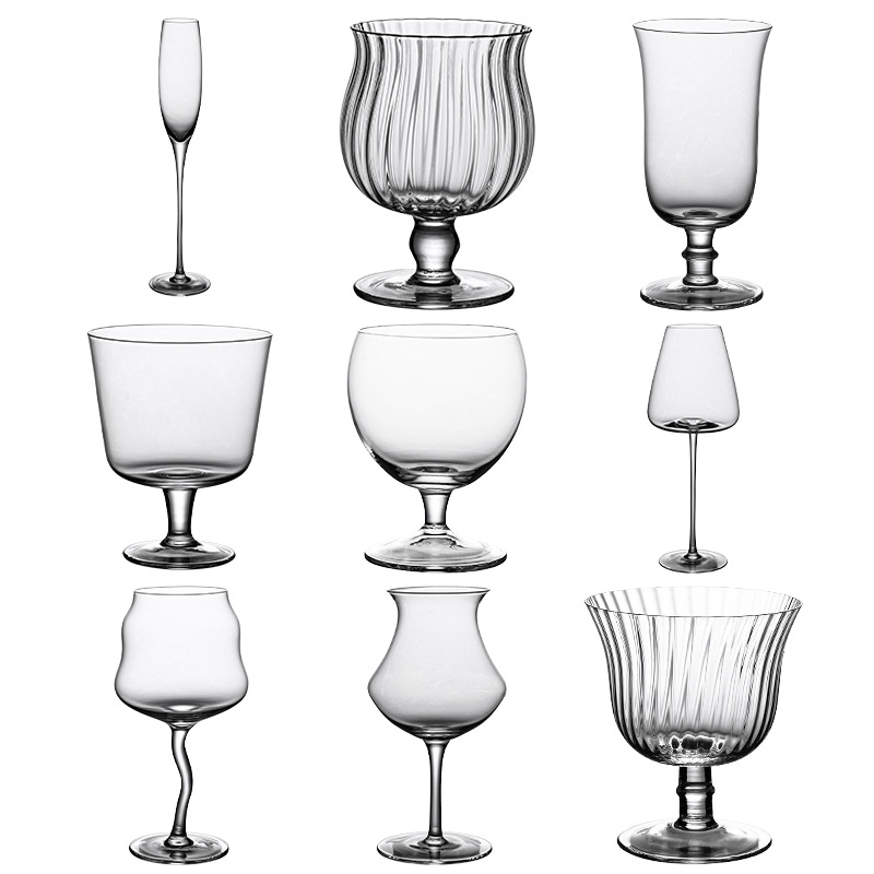 Cross-border red wine glasses, high-footed glass sparkling wine glasses, champagne glasses, European white wine glasses, whisky tasting glasses, logo Specification drawing