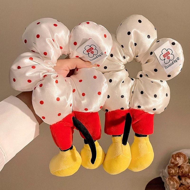 New Mickey flower polka dot bottom hair band, large intestine circle, cute bun hairstyle, princess in distress, hair tie, hair accessory for women full figure