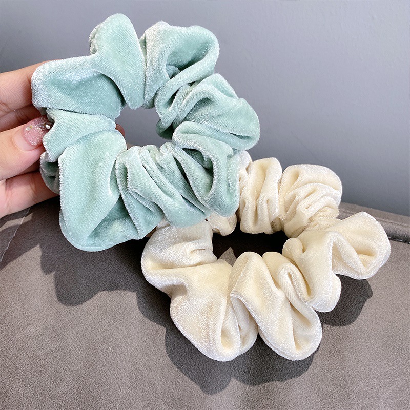 Korean swan velvet large intestine hair band Women 2025 New black hair tie, high-end hair accessory pleated hair band Specification drawing