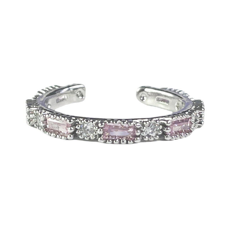 Sweet and cool pink diamond small women's ring, cold and simple butterfly style, unique and fashionable, exquisite open ring in a stacked villa Item Picture
