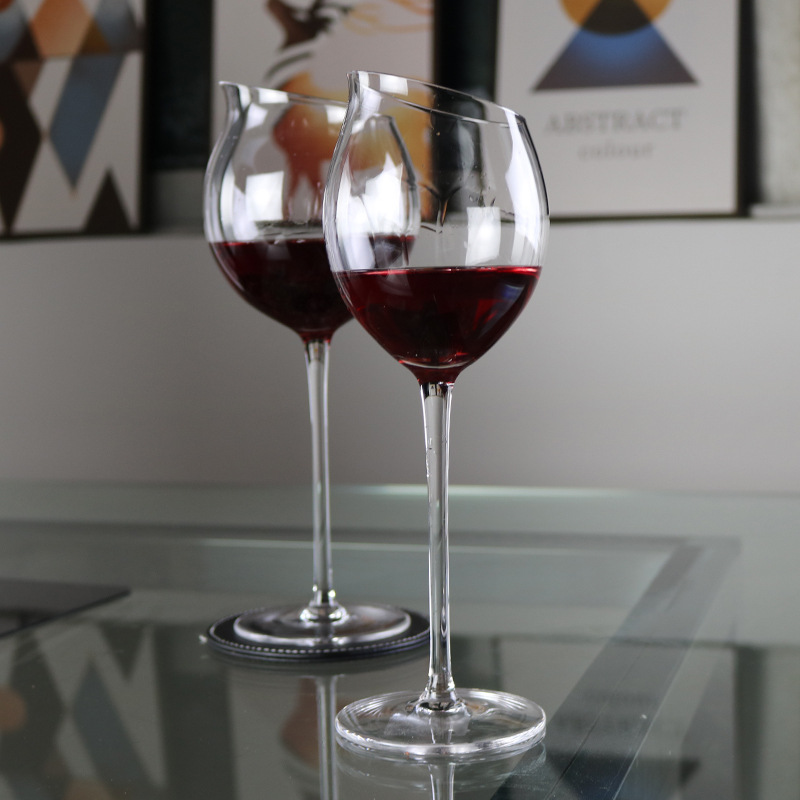 Household slanted tulip wine glasses, Burgundy wine glasses, crystal highball glasses, Nordic wine glasses, glass glasses details Picture