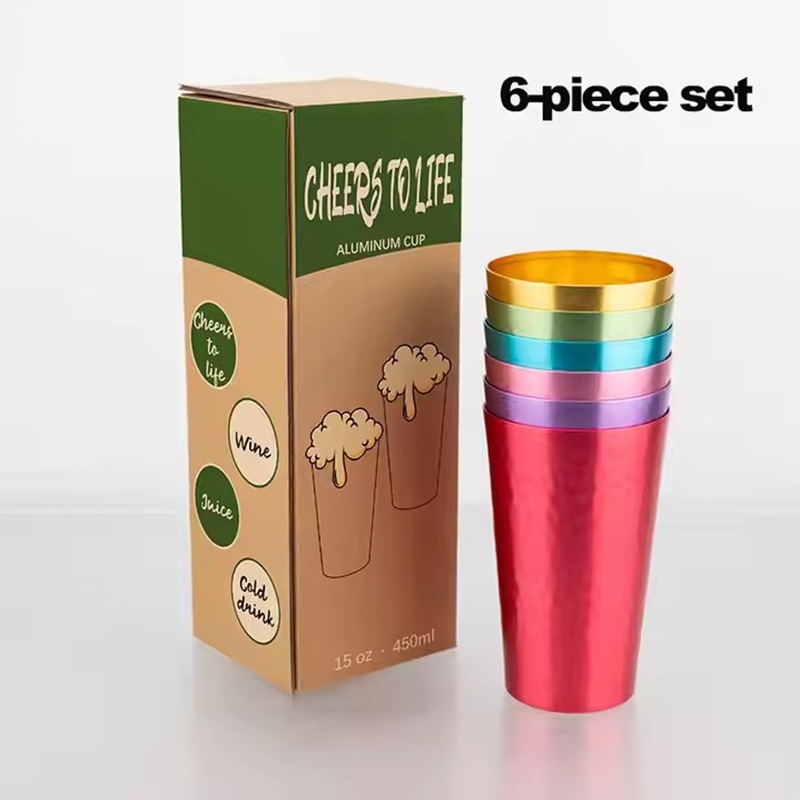 Single-layer food-grade alumina water cup, creative aluminum metal drinking cup, aluminum cup, beer anti-drop aluminum cup full figure