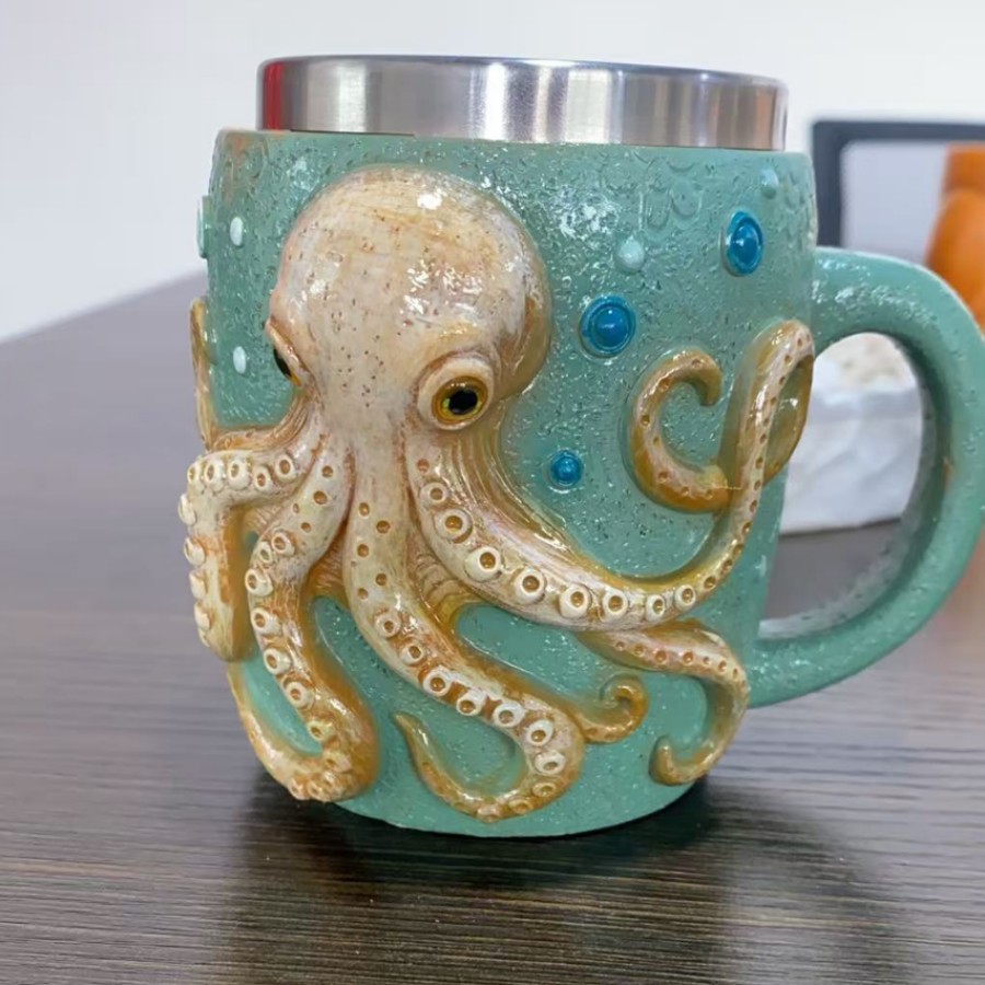 Cross-border new Cthulhu-inspired Pirate Tankard Octopus cup in Cthulhu style Specification drawing