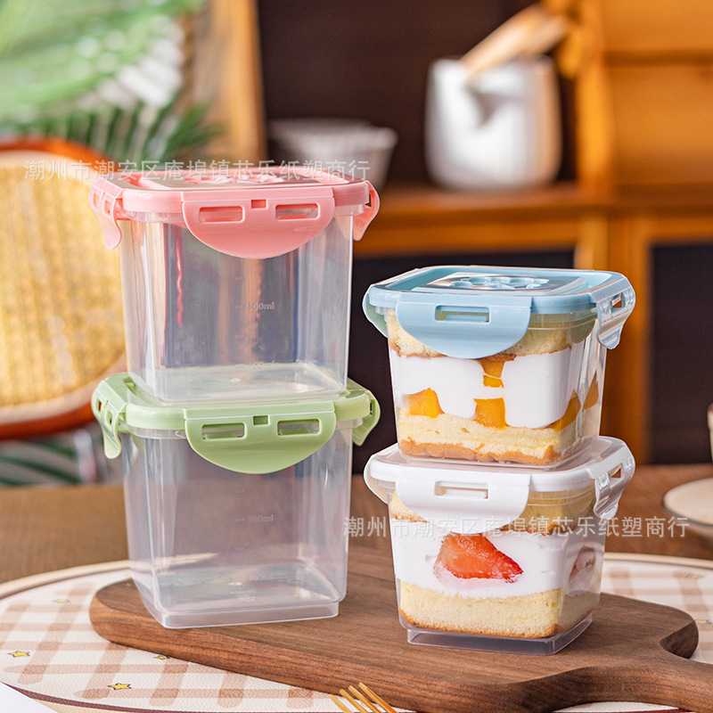Recyclable mousse mille-feuille cake box packaging box, fruit scoop takeout box, tiramisu ice cream soy milk box