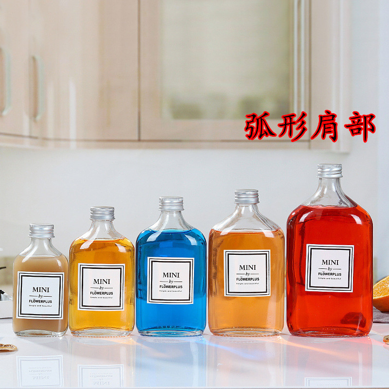 2 small wine bottles, fruit wine bottles, coffee beverage bottles, creative juice and white wine glass bottles, transparent takeout beverage bottles Specification drawing