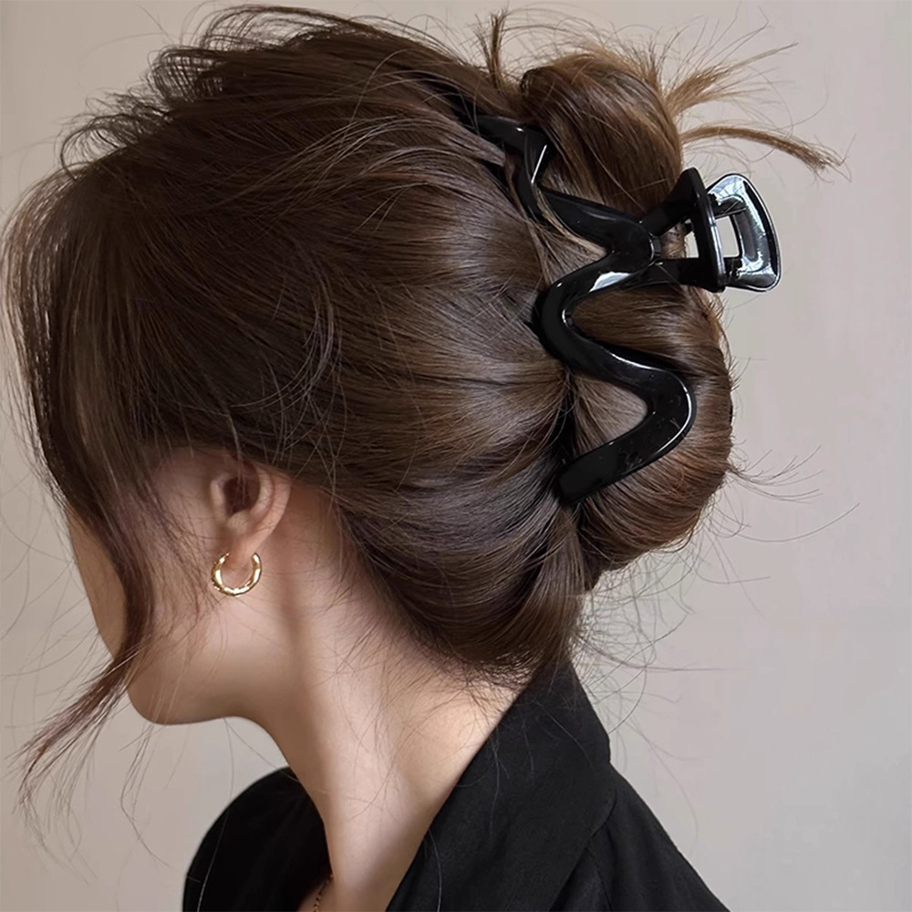 Acrylic wave hair clip for women, 2025 new style, high-end feel, large hair volume, shark clip, back of the head clip Specification drawing