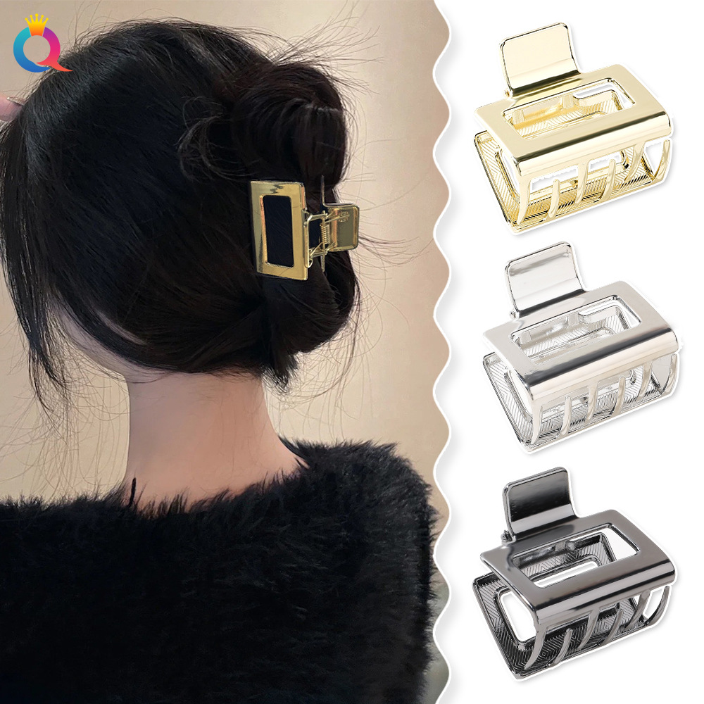 Wholesale of Qiyue Korean version square hair clips, sweet shark clips, metal hair clips, coil hair grabbers, high-end hair grabbers and hair accessories details Picture