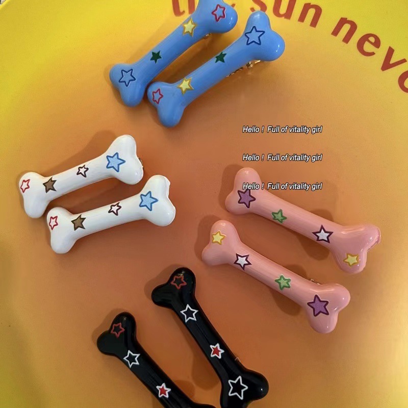 Energetic girl, puppy bone hair clip, y2k hot girl, star bangs clip, cute and unique five-pointed star hair clip and hair accessory details Picture
