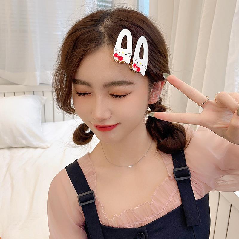 Cute kitty cat hairpin, girl ins cinnamon dog duckbeak clip, side clip, Kulomi bangs clip headwear Application Scenario
