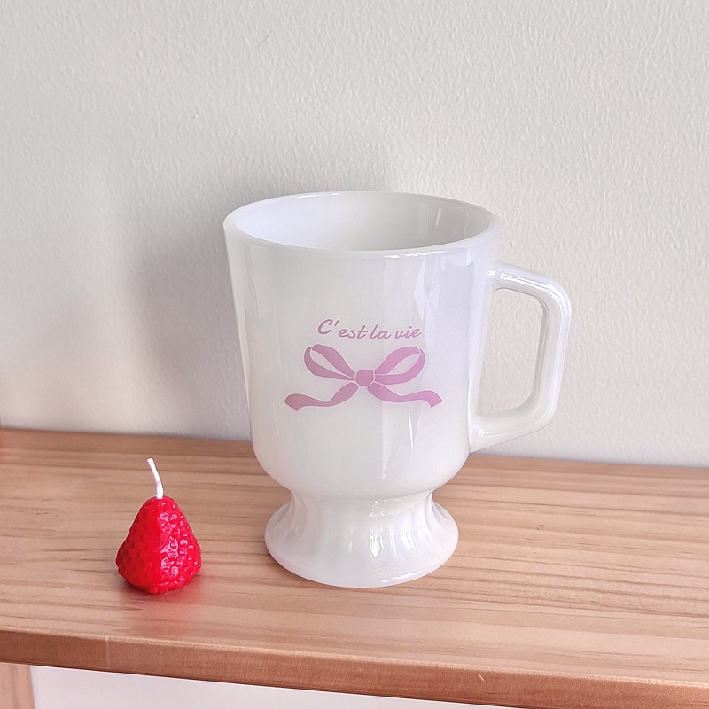 Homemade girlish bow glass cup, cold brew coffee cup with handle, water cup, best friend breakfast cup, milk cup Item Picture