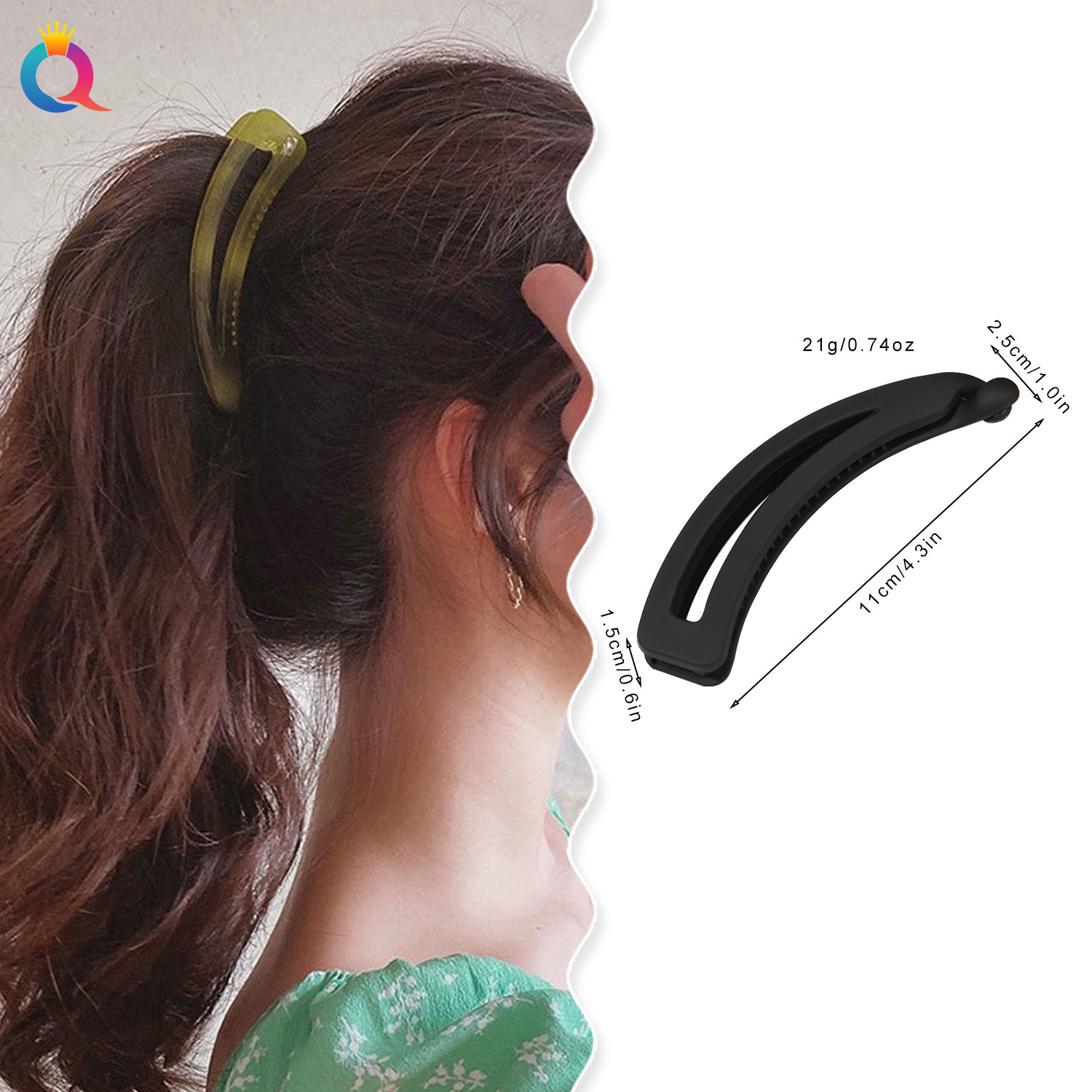 Qiyue PC high-end moon hair clip, elegant Banana Twist clip, high ponytail clip, hot-selling hair accessory wholesale in Yiwu details Picture