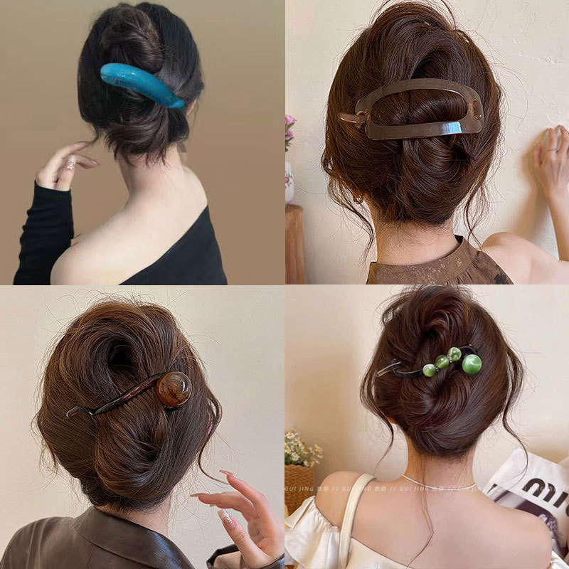 High-end green pearl twist clip water diamond straight clip hair clip for women summer updo duckbill clip back of the head scratch clip Specification drawing