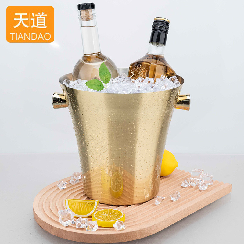 Stainless steel 304 ice bucket, KTV and bar supplies, champagne bucket, commercial ice cube granule bucket, beer and wine bucket, chilled full figure