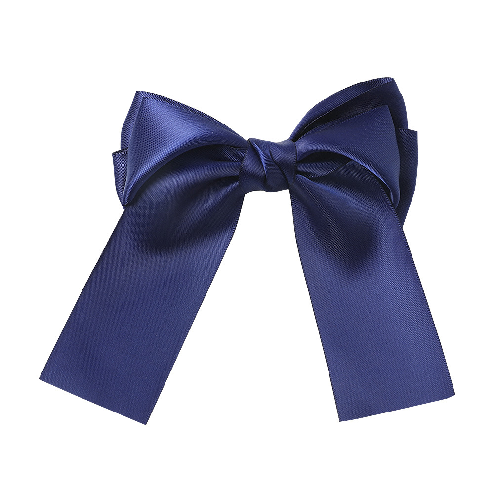 Qiyue European and American three-layer satin fabric color ding double-sided spring clip long ribbon ribbon bow hair clip C195 Item Picture