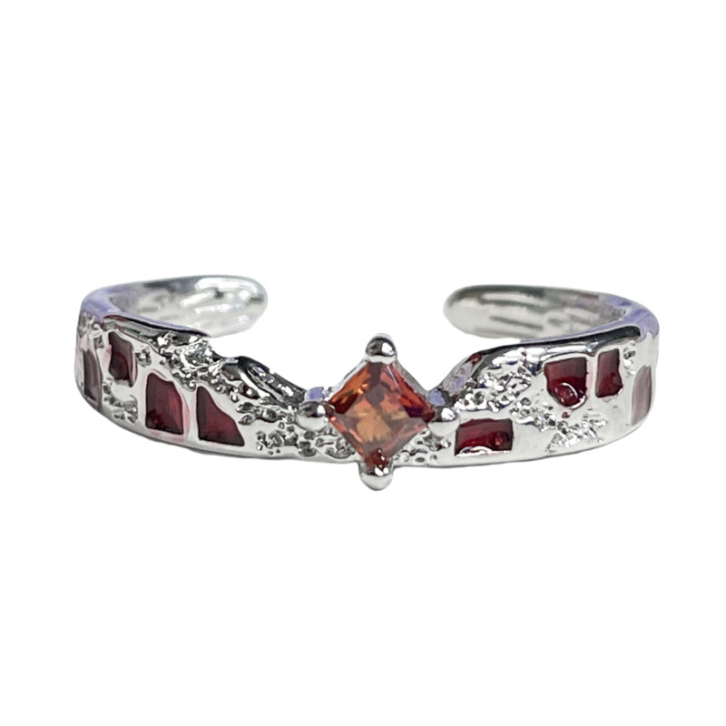The niche design of the Maillard irregular texture personalized couple ring exudes a sense of high-end sophistication, is sweet and cool, and has adjustable rings Item Picture