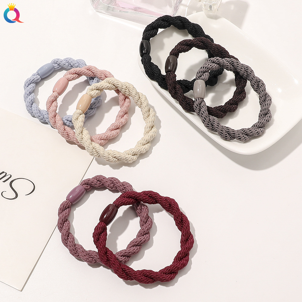 Qiyue Korean braided hair ties, simple hair accessories, high-elasticity basic thick rubber band hair bands full figure