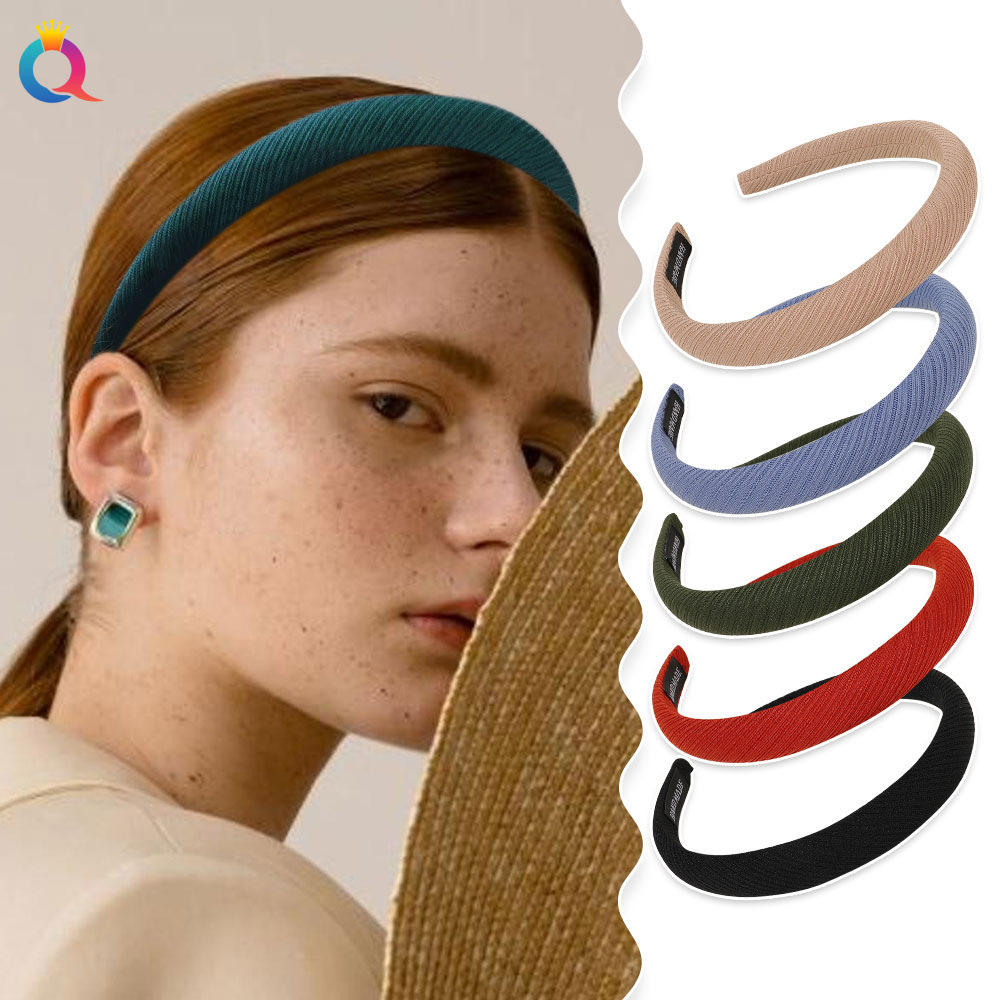 Qiyue Cross-border Autumn and Winter Knitted twill Face Wash Hair Band High Head Top ins Korean Style Fabric headband Hair Accessories wholesale full figure