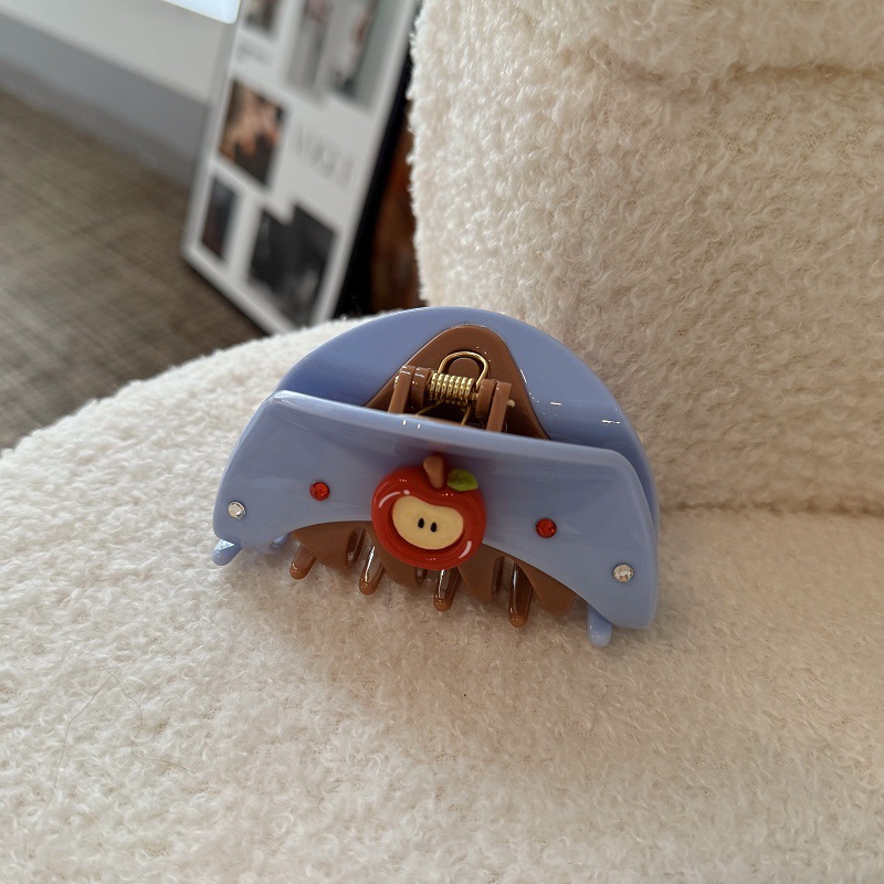 Trendy Apple color-blocking gripper, sweet and cool style, diamond shark clip, fashionable semi-curly hair clip, high-end gripper hair clip Specification drawing