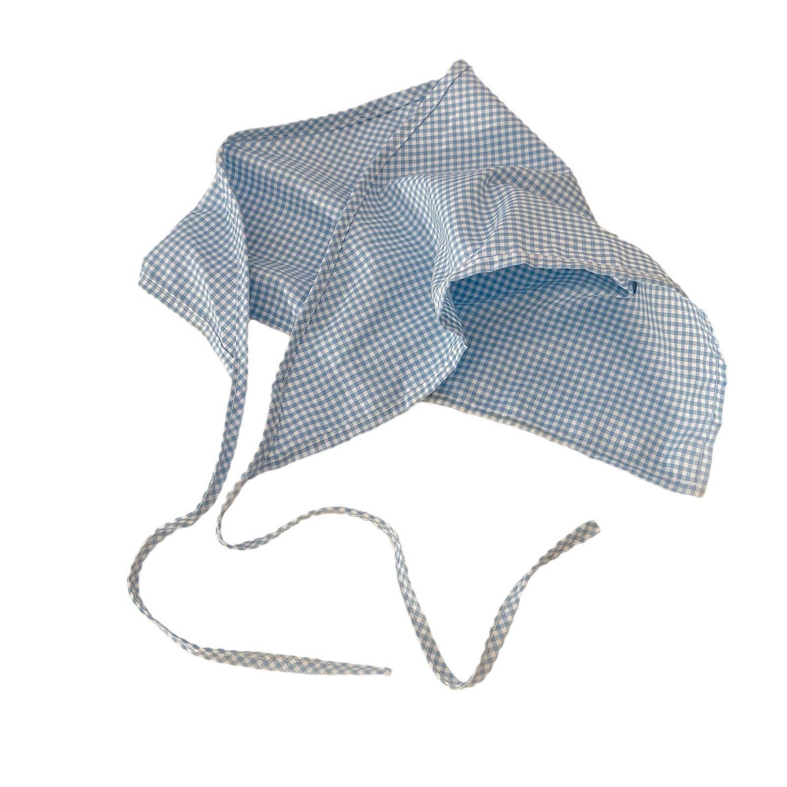 2025 New checkered headscarf with a high-end look, triangular scarf, sweet and girlish hair band, summer hot girl silk scarf accessory Application Scenario