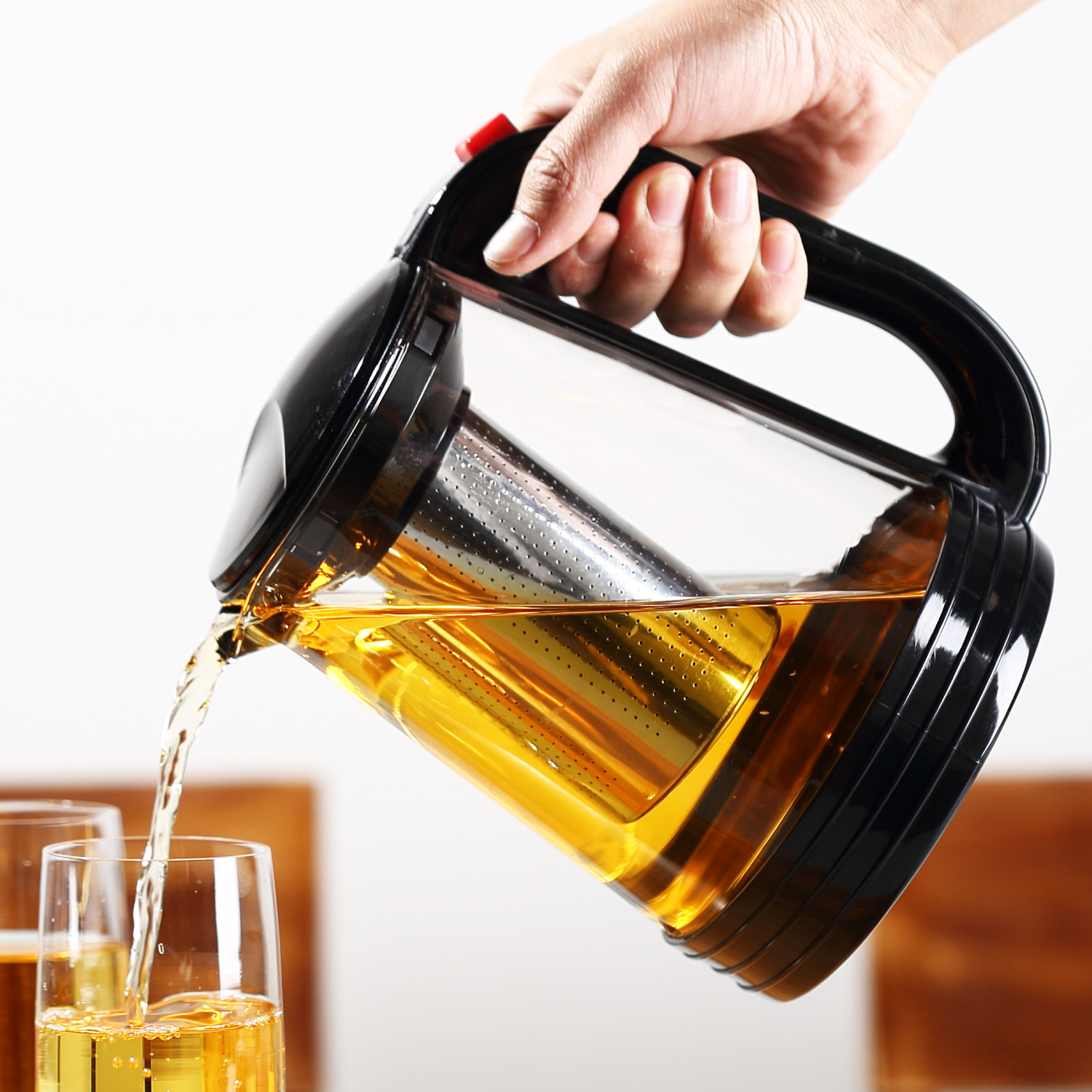 European-style household teapot, high borosilicate heat-resistant kettle, 2-liter glass teapot, filter screen juice pot, Carla pot full figure
