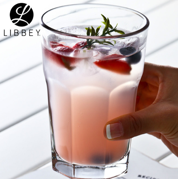 Libbey glass cups, octagonal cups, beverage cups, water cups, juice and whisky cups, milk tea cups, wholesale cups Specification drawing