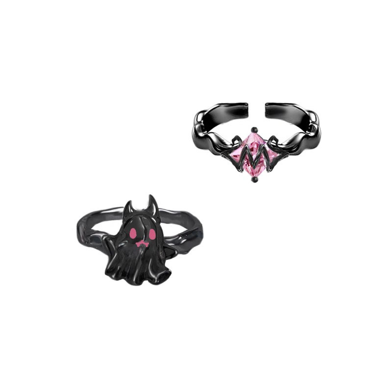Dark, trendy, niche design, high-end, light luxury open ring, sweet, cool and unique Halloween ghost ring for women Item Picture