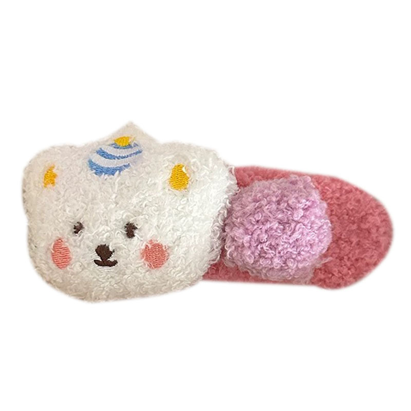 Cartoon pudding bear plush duckbill clip, large cute hair clip, autumn and winter lamb hair clip at the back of the head, high-end feel Item Picture