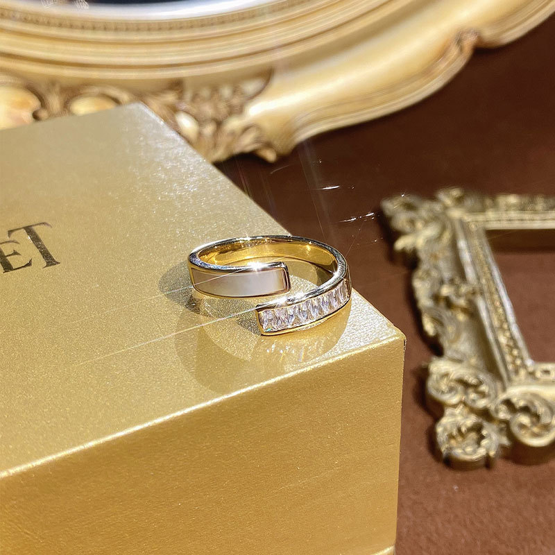 Korean drip glaze, a niche design, light luxury gold, high-end open ring, a retro female Internet celebrity, a personalized and versatile ring details Picture