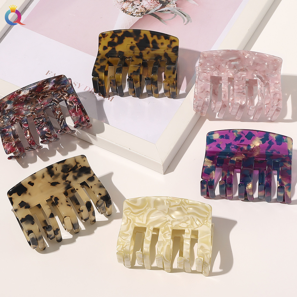 Qiyue's new Korean-style large acetate hair clip, hair accessory, bun, hair clamp, girl's hair clip, and elegant hollowed-out hair clamp full figure