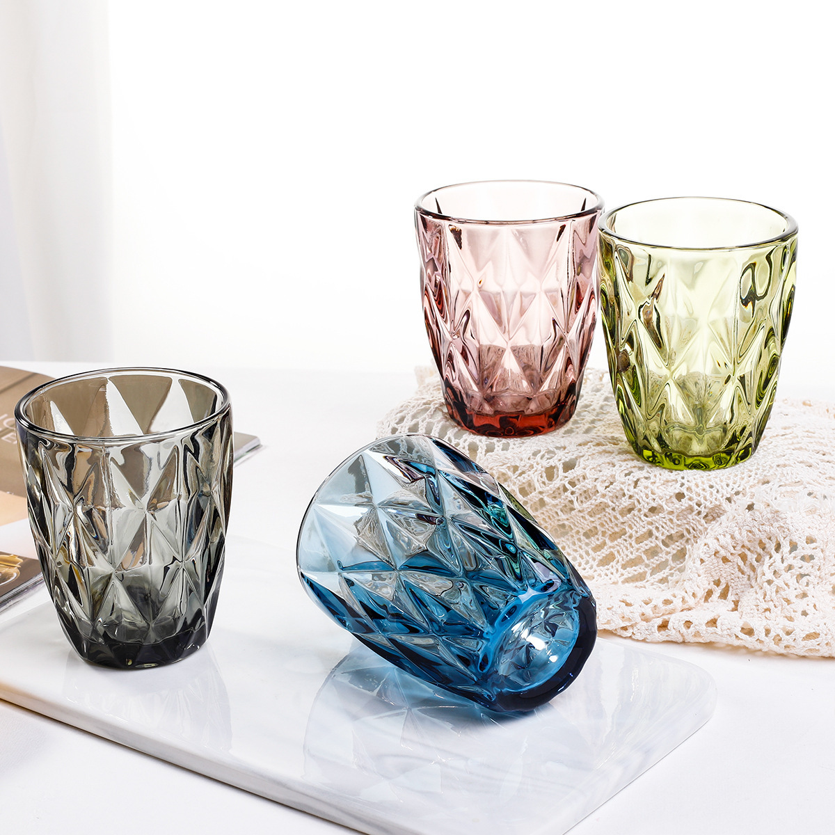 Factory direct sales of glass cups, household colorants, thickened water cups in original color, hotel mouthwash cups, juice cups, large capacity full figure