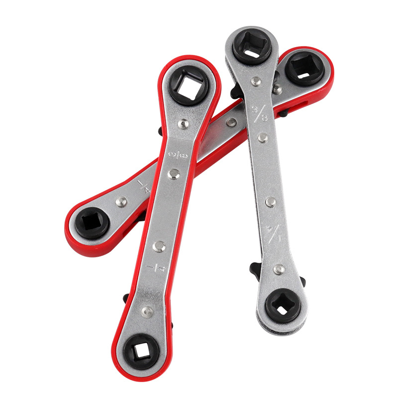 Double-head square ratchet wrench, air conditioning valve quick wrench, cold storage wrench, refrigeration equipment maintenance wrench Item Picture