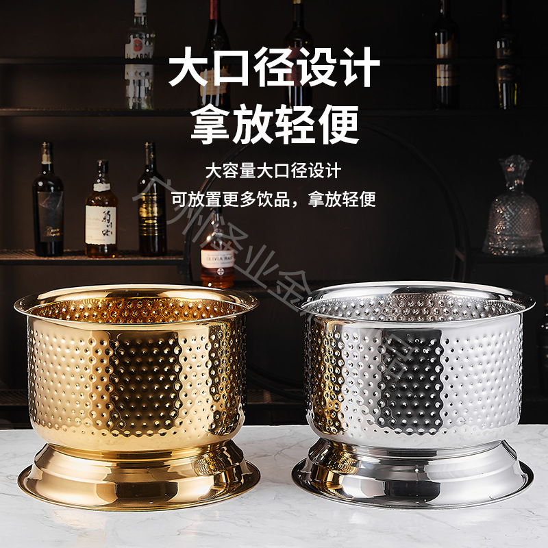 Stainless steel buckets, commercial ice cubes, large-capacity champagne, chilled beer, wine buckets, multi-bottle champagne basins for parties details Picture