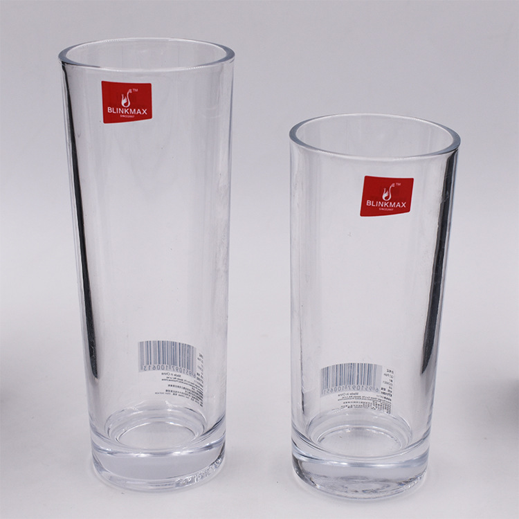 Lizun straight glass cup, round thick-botted straight tube long strip juice milkshake cup, household milk cup, can be used as LOGO details Picture